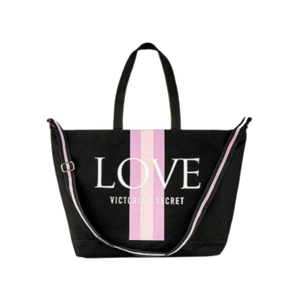 NWT Victoria's Secret Love Large Weekender Black Bag